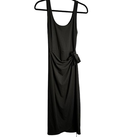 Socialite Black Ribbed Long Wrap Tank Dress Size Large - Picture 1 of 7